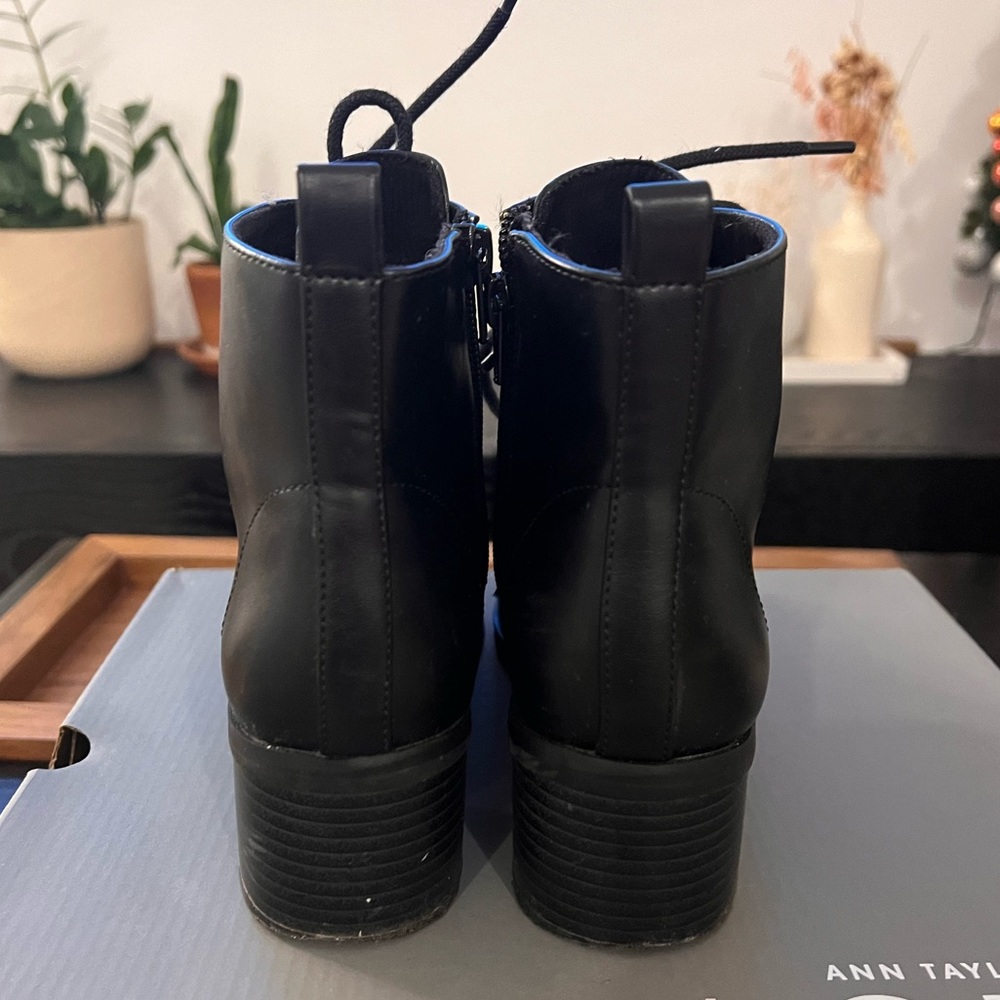 Black Block Heeled Combat Bootties - image 5